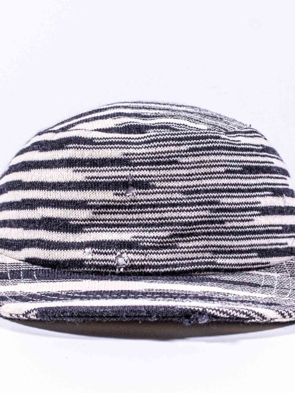 Missoni Wool Zebra Print Military Cadet Hat Cap Made in Italy Distressed Medium
